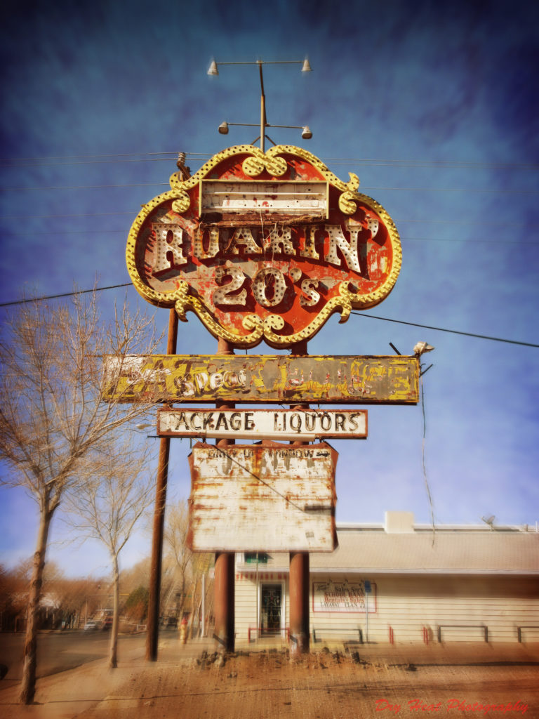 The Roarin' 20's sign is one of many iconic remnants of Route 66 in Grants, New Mexico.