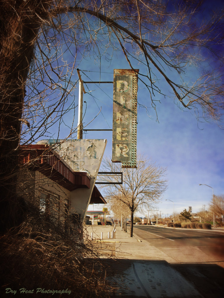 The abandoned Hollywood Diner is a Valentine Diner on Route 66 in Grants, New Mexico