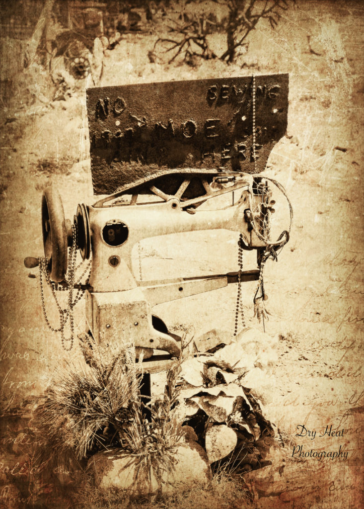 Sewing Machine grave marker at the Land of the Dead Cemetery in Madrid, New Mexico.