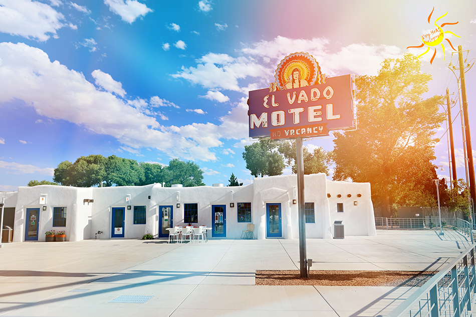 The newly renovated El Vado Motel now hosts several gift shops and restaurants as well as guest rooms and a pool.