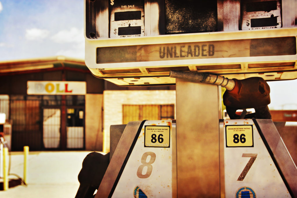Abandoned gas pump at the Doll Gas Station in Belen, New Mexico.