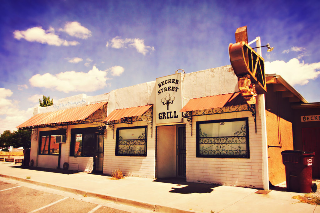 The Becker Street Grill is located in the Historic Railroad District of Belen, New Mexico.