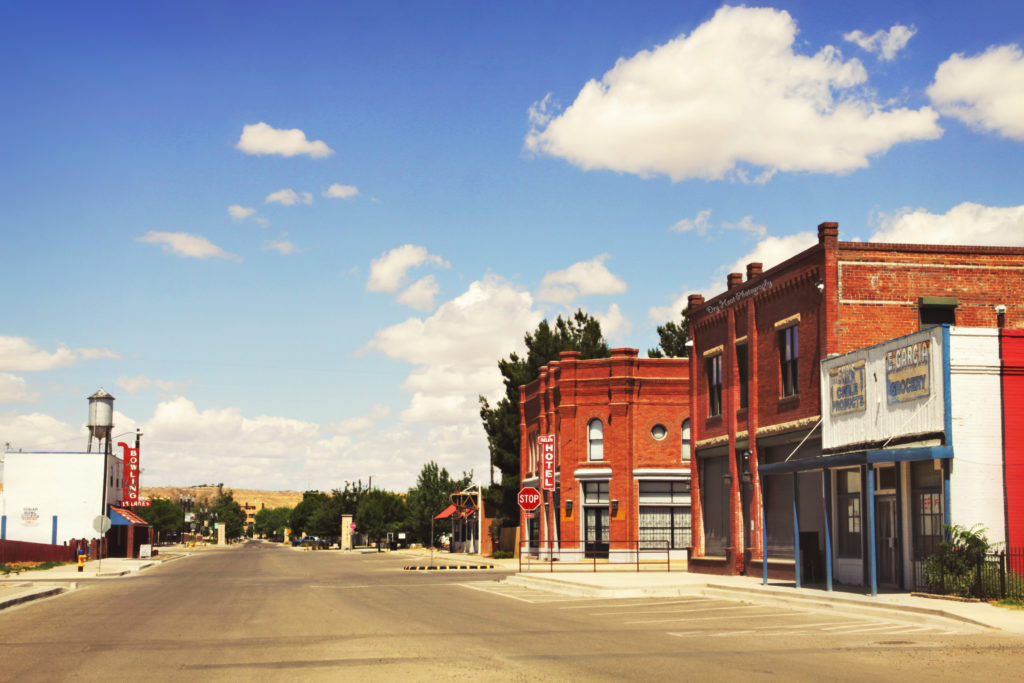The Historic Railroad District of Belen was completely deserted during the pandemic.