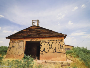 Abandoned church in the Route 66 ghost town of Newkirk, New Mexico.