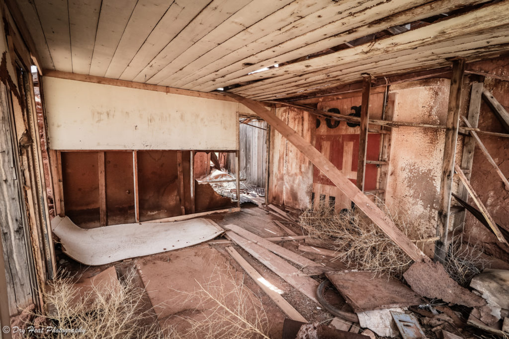 Abandoned building in the Route 66 ghost town of Newkirk, New Mexico.