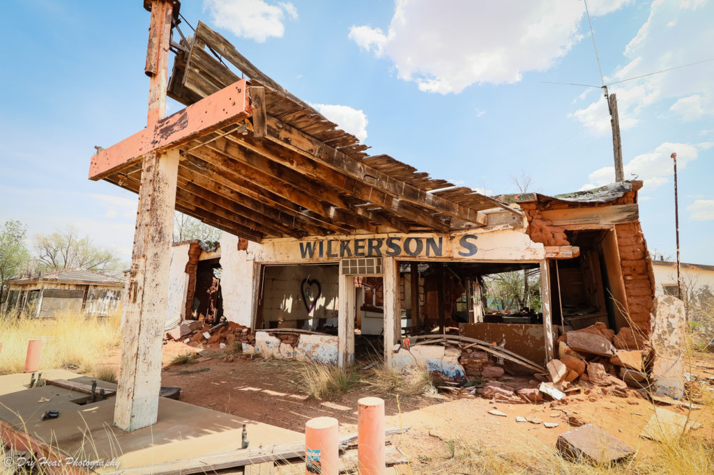 Wilkerson's Gas Station in the Route 66 ghost town of Newkirk, New Mexico.