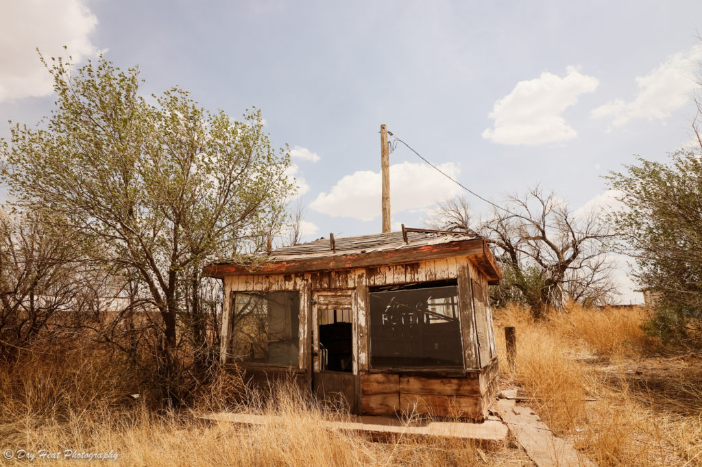 Abandoned building in the Route 66 ghost town of Newkirk, New Mexico.