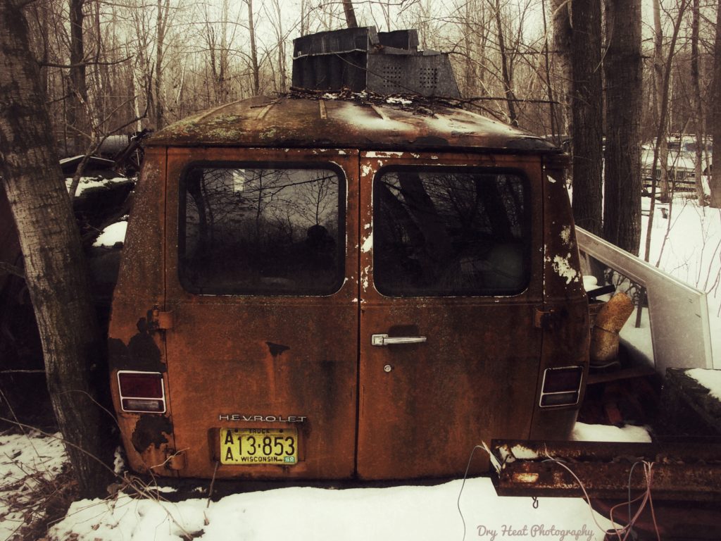 Abandoned van in Navarino, Wisconsin.