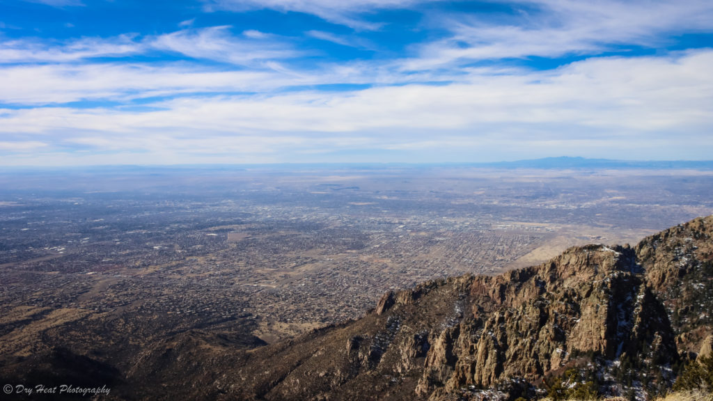 Sandia Peak sits at 10,378 feet and overlooks the city of Albuquerque, New Mexico.