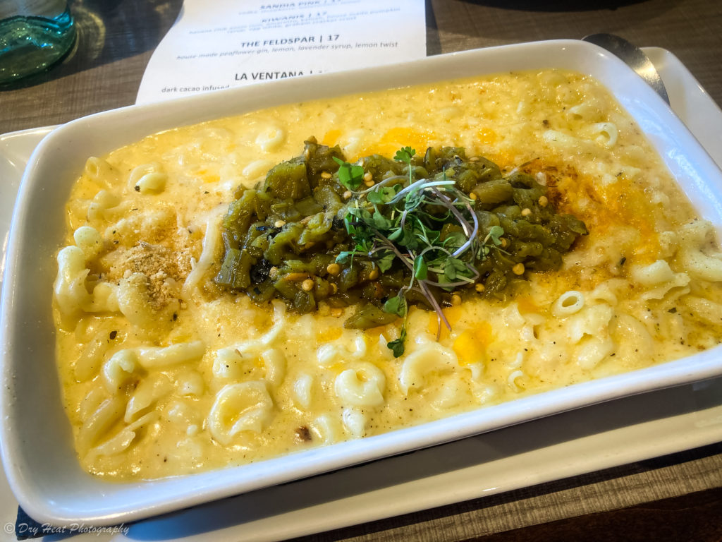 Green chile mac n cheese at Ten3 Restaurant at Sandia Peak.