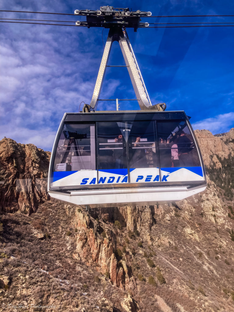Sandia Peak Tram carrying visitors to the top of the mountain.
