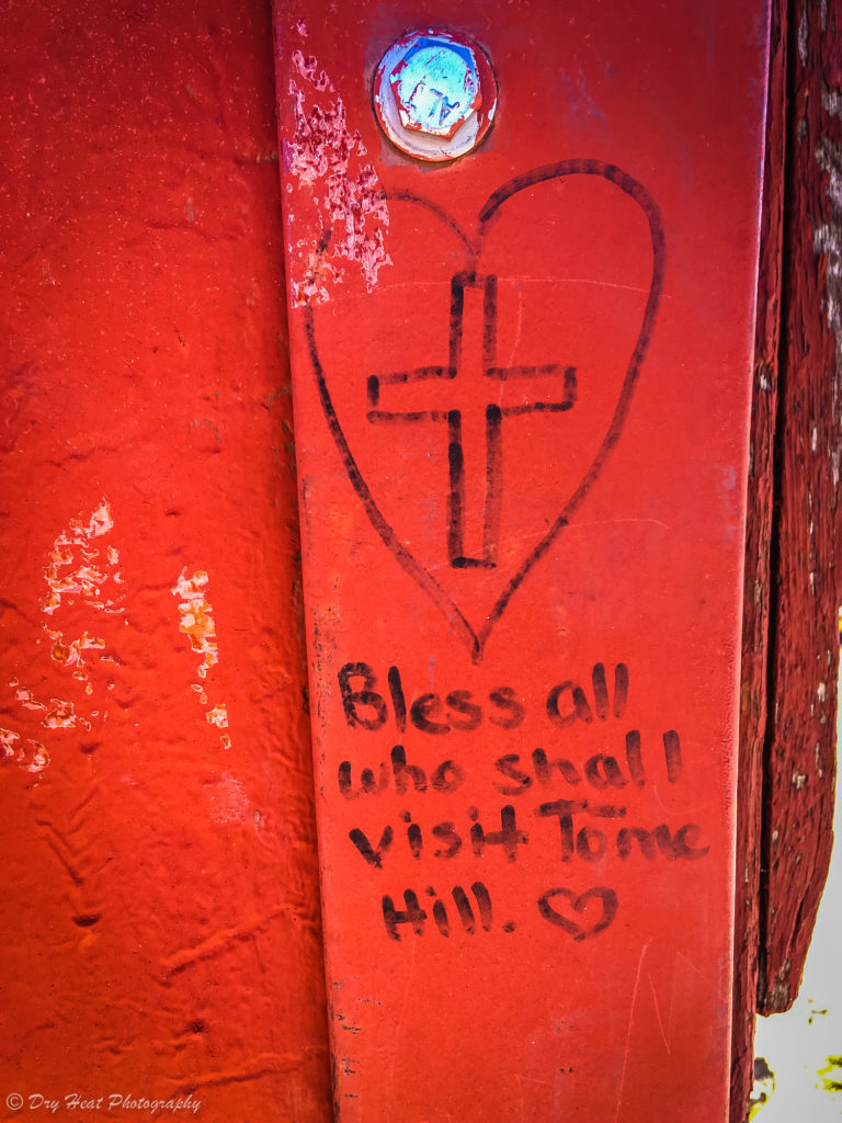 A message from a visitor at Tome Hill in Tome, New Mexico.