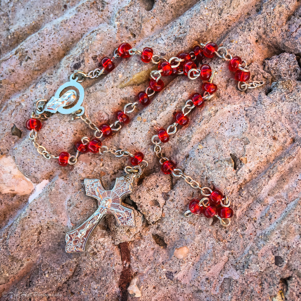 A rosary left behind at Tome Hill in Tome, New Mexico.