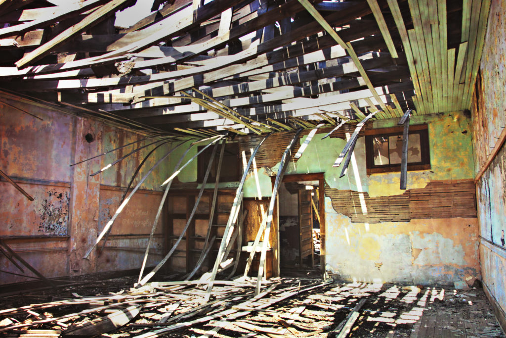 A classroom in the abandoned Cedarvale School in Cedarvale, New Mexico.