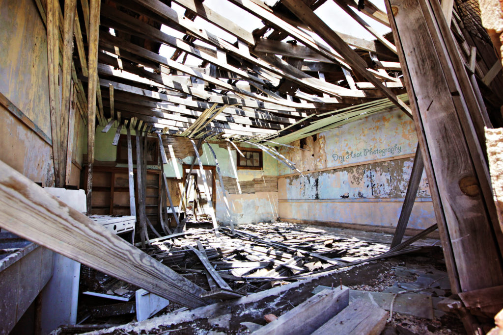 A classroom in the abandoned Cedarvale School in Cedarvale, New Mexico.