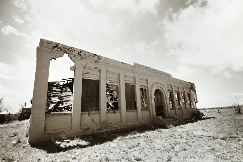Abandoned Cedarvale School in Cedarvale, New Mexico.
