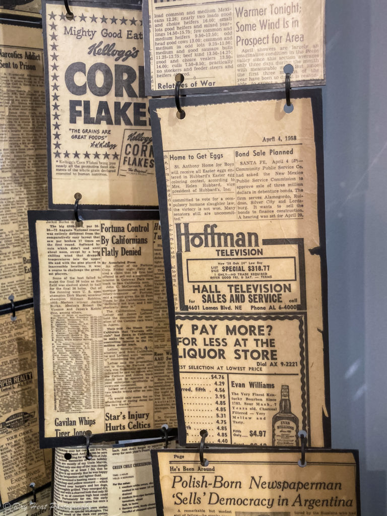 Newspaper art installation at the El Vado Motel in Albuquerque, New Mexico.