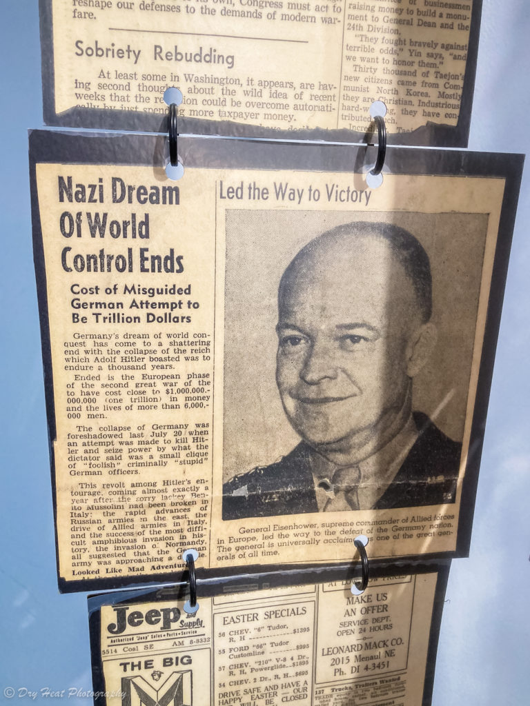 Newspaper art installation at the El Vado Motel in Albuquerque, New Mexico.