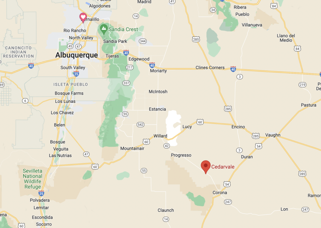 Map of Cedarvale, New Mexico